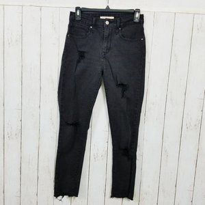 Levi's 721 High Rise Skinny Black Distressed Jeans